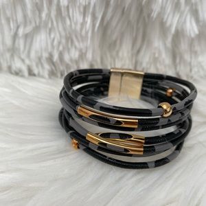 Grey Leopard Tube Bracelet